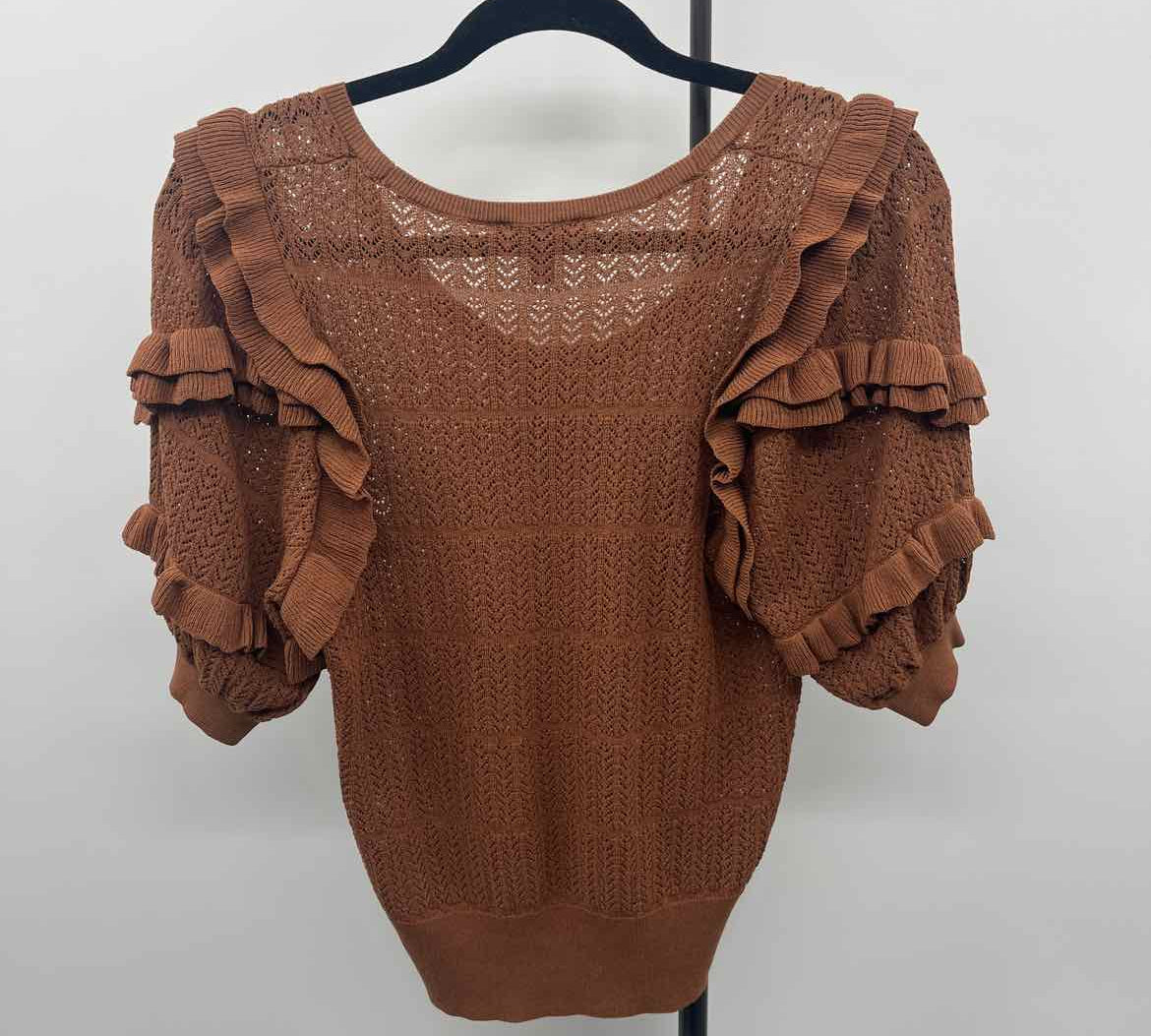 Express Women's Size S Brown Textured Short Sleeve Shirt