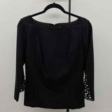 White House Black Market Women's Size M Black Beaded Long Sleeve Shirt