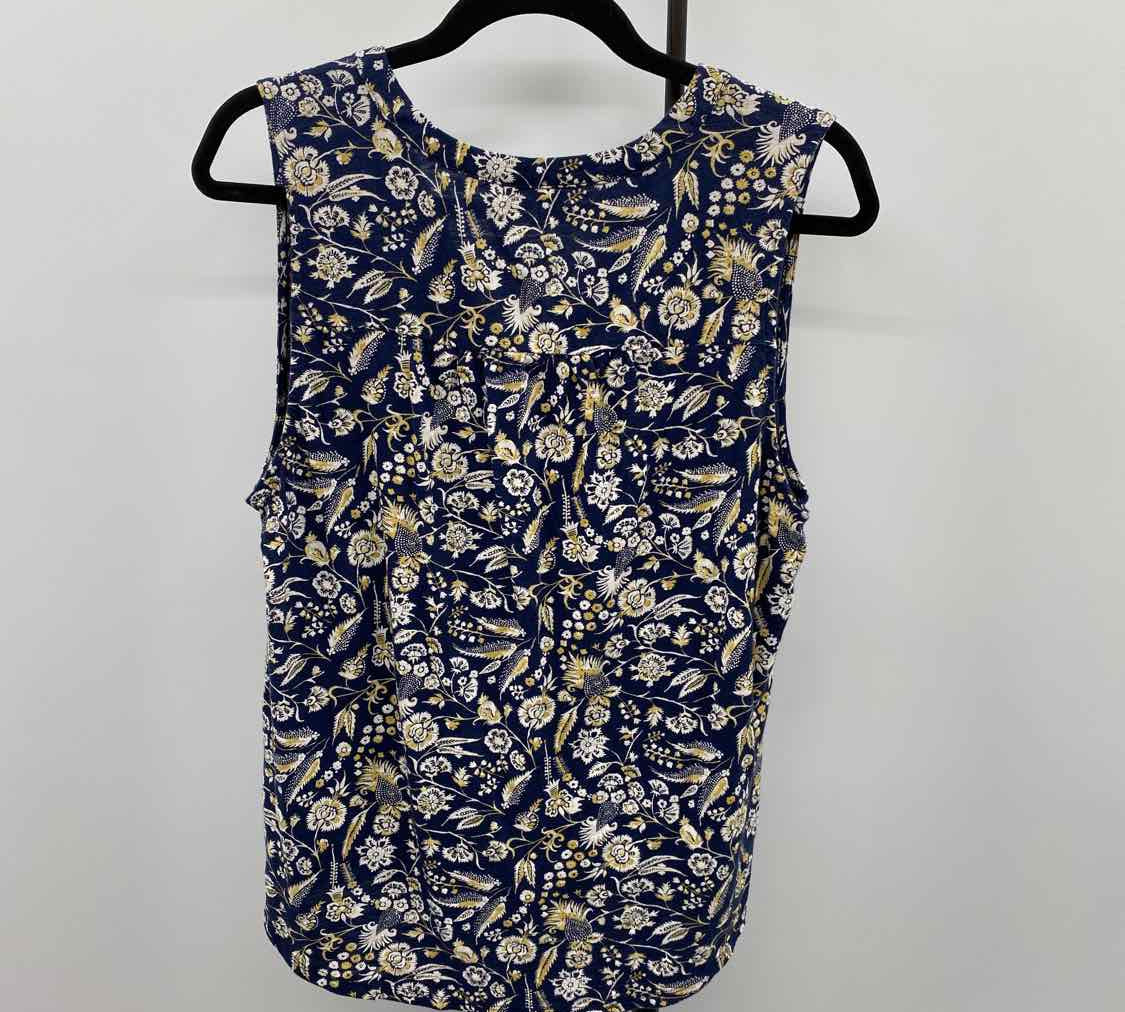 Lucky Brand Women's Size L Navy Floral Sleeveless Shirt