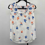 Ann Taylor Women's Size M White Floral Sleeveless Shirt