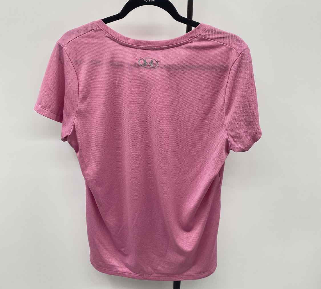 Under Armour Junior's Size L Pink Textured Short Sleeve Shirt