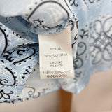 Rachel Women's Size XS Blue scroll Short Sleeve Shirt
