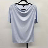 Ann Taylor Women's Size M Blue Solid Short Sleeve Shirt