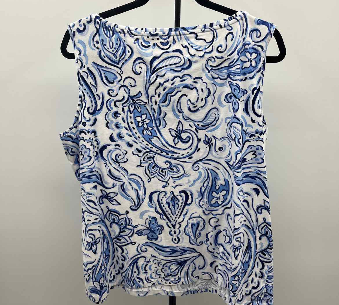Talbots Women's Size 2X Blue Paisley Sleeveless Shirt