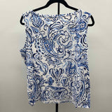 Talbots Women's Size 2X Blue Paisley Sleeveless Shirt