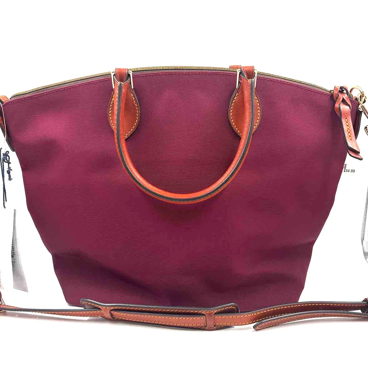 Back NWT DOONEY & BOURKE Maroon Nylon Domed POCKET Satchel Purse w/Crossbody