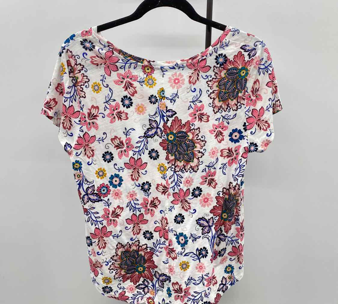 Loft Women's Size M Pink Floral Short Sleeve Shirt