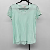 Chico's Women's Size S Mint Rhinestones Short Sleeve Shirt