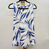 Chico's Women's Size S Royal Blue Leaf Sleeveless Shirt