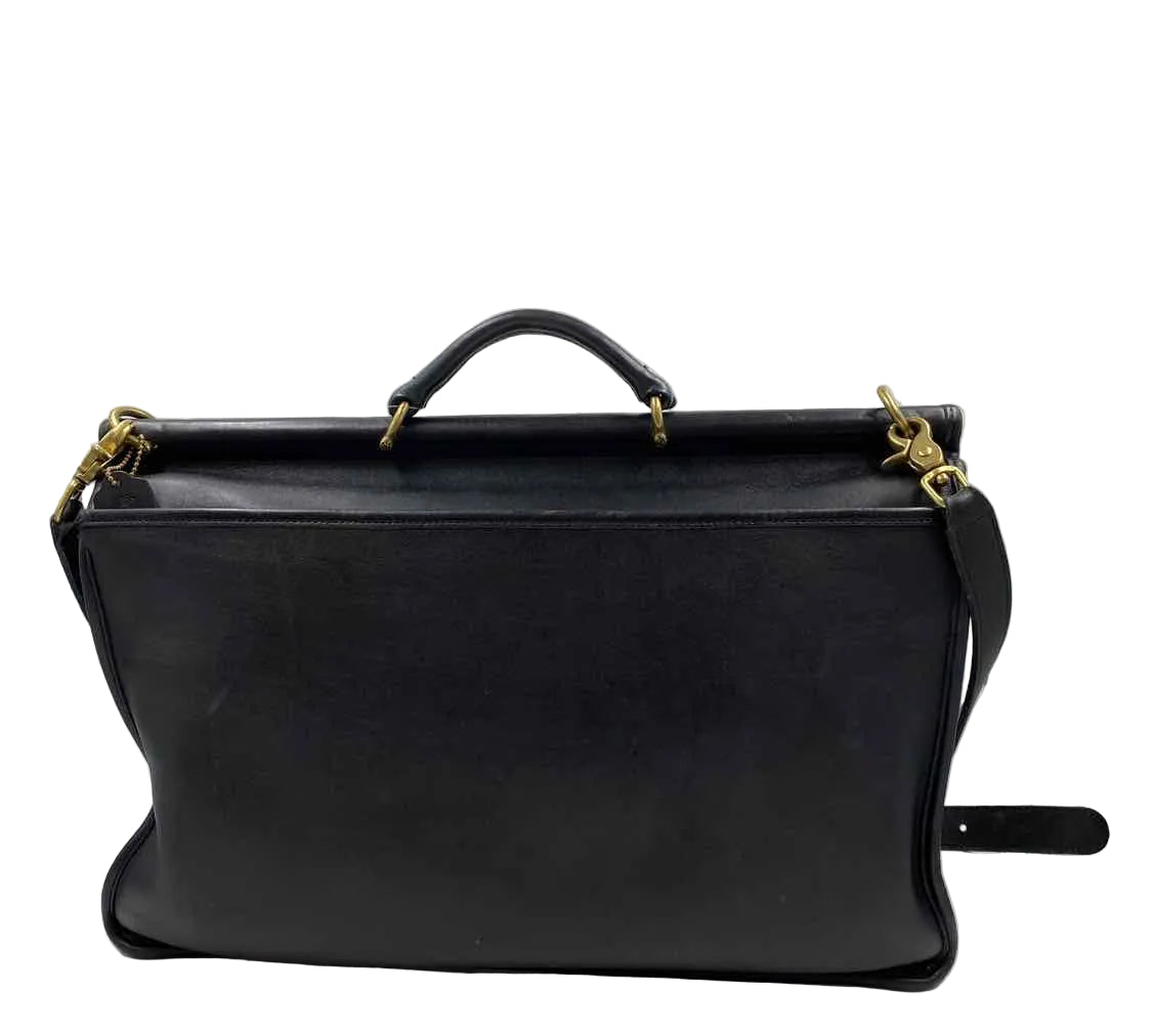 Back COACH Black Leather BEEKMAN Handled Briefcase Tote Purse w/Crossbody