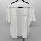 Talbots Women's Size 2XP White Lace Short Sleeve Shirt