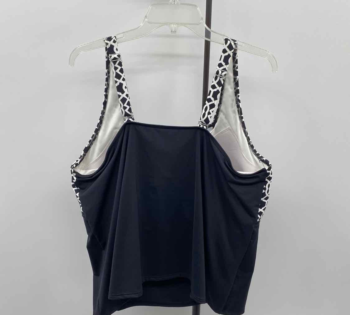 Lands End Women's Size 22W Black Geometric Swimsuit - Separate