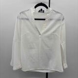 Duffield Lane Women's Size S White Textured Long Sleeve Shirt