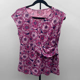 Garnet Hill Women's Size S Pink Floral Short Sleeve Shirt