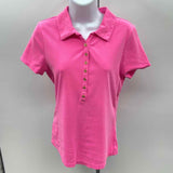 Lilly Pulitzer Women's Size M Hot Pink Solid Short Sleeve Shirt