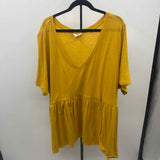 terra & sky Women's Size 4X Mustard Yellow Solid Short Sleeve Shirt