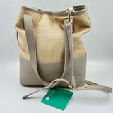 VALENTINA FIORE Leather & Woven Straw Shoulder Tote w/Optional Crossbody Strap