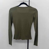 Madewell Junior's Size S Olive Solid Long Sleeve Shirt