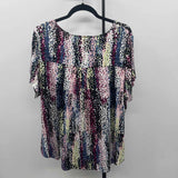 Philosophy Women's Size 2X Multi-Color Spotted Short Sleeve Shirt