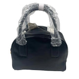 NWT NEW LONDON FOG Black Vegan Leather Handled Satchel Bag Purse
