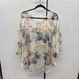 Chico's Women's Size S/M Beige Abstract Short Sleeve Shirt