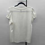 Anne Klein Women's Size L White Textured Short Sleeve Shirt