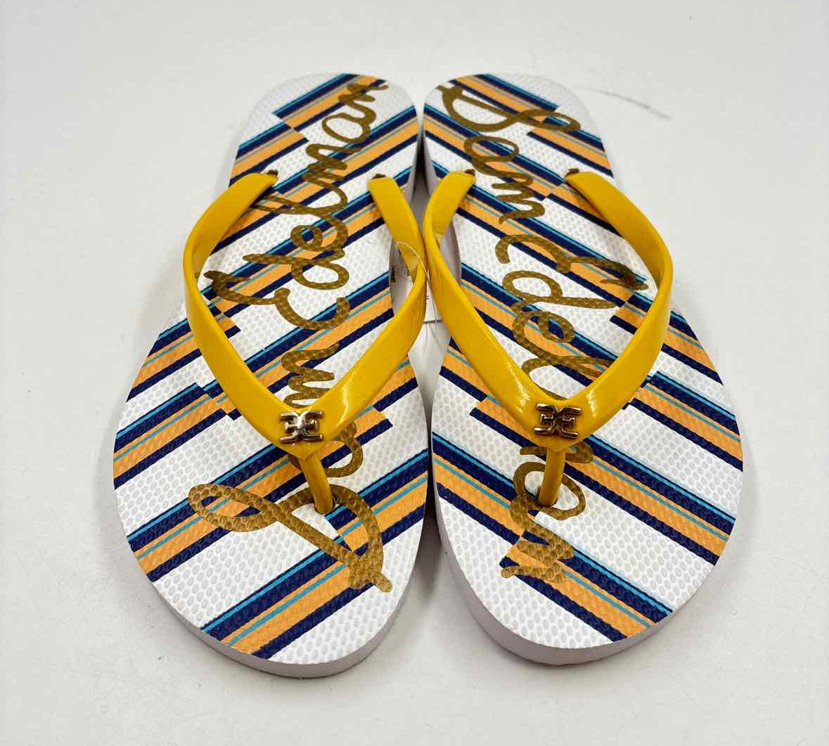 Sam Edelman Women's Shoe Size L Yellow Stripe Flip Flops