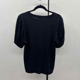 J Crew Women's Size M Black Solid Short Sleeve Shirt