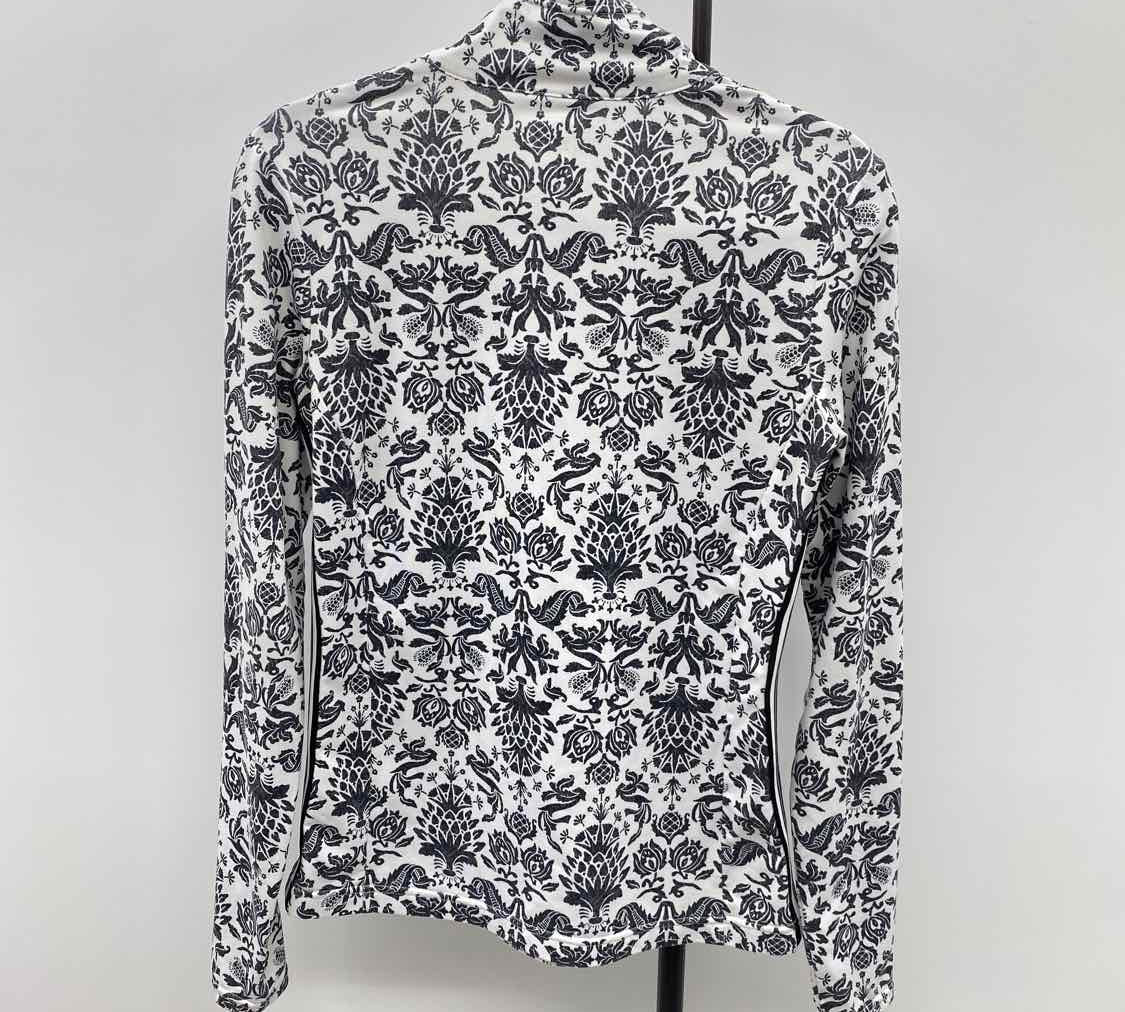 Athleta Women's Size M Black Damask Long Sleeve Shirt