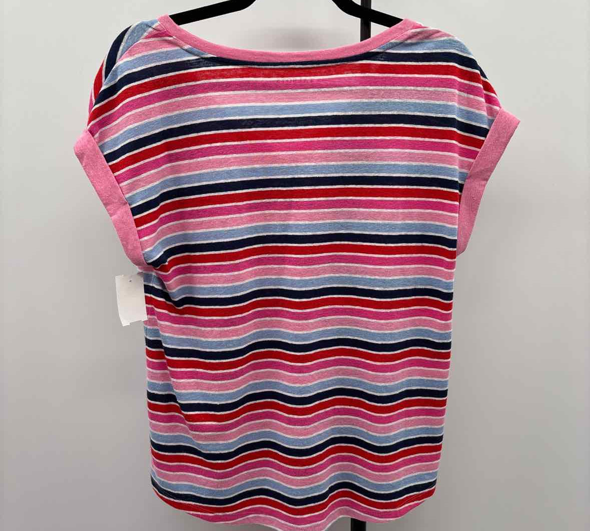 Talbots Women's Size S Pink Stripe Short Sleeve Shirt
