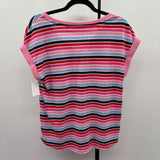 Talbots Women's Size S Pink Stripe Short Sleeve Shirt