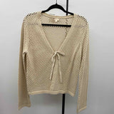 Hem & Thread Women's Size M Beige Open Weave Cardigan