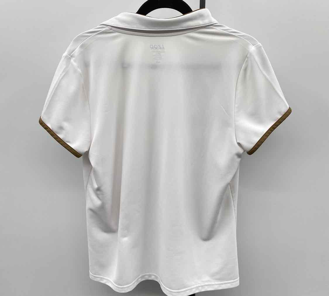 Izod Women's Size L White Abstract Short Sleeve Shirt