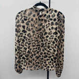Allison Joy Women's Size XS Brown Spotted Long Sleeve Shirt