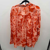 Lands End Women's Size XL Orange Floral Long Sleeve Shirt