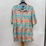 Weekenders Men's Size XL Teal Cotton/Rayon Nautical Short Sleeve Shirt