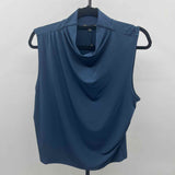 Adrianna Papell Women's Size XL Navy Solid Sleeveless Shirt