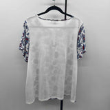 Lane Bryant Women's Size L Blue Floral Short Sleeve Shirt