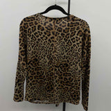 Karen Kane Women's Size S Brown Animal Print Long Sleeve Shirt