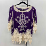 Catus Women's Size M Purple Crochet Long Sleeve Shirt