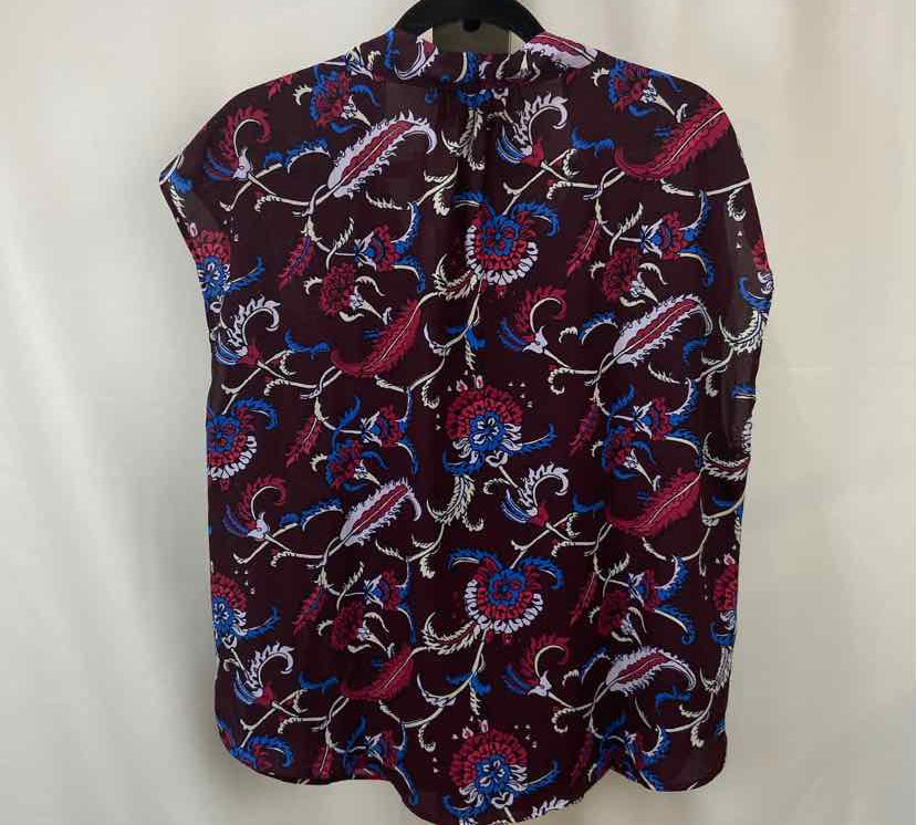 Ann Taylor Women's Size XL maroon Floral Short Sleeve Shirt