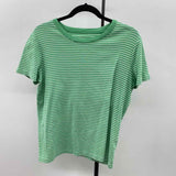 Lands End Women's Size L Green Stripe Short Sleeve Shirt