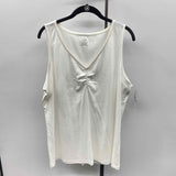 CJ Banks Women's Size 1X White Solid Sleeveless Shirt