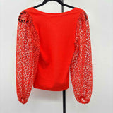 Maeve Women's Size XS Orange Lace Long Sleeve Shirt