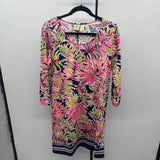 Caribbean Joe Women's Size M Pink Leaves Dress