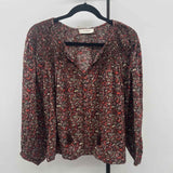 Lucky Brand Women's Size L Brown Floral Long Sleeve Shirt