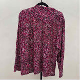 Anne Klein Women's Size L Fuschia Spotted Long Sleeve Shirt
