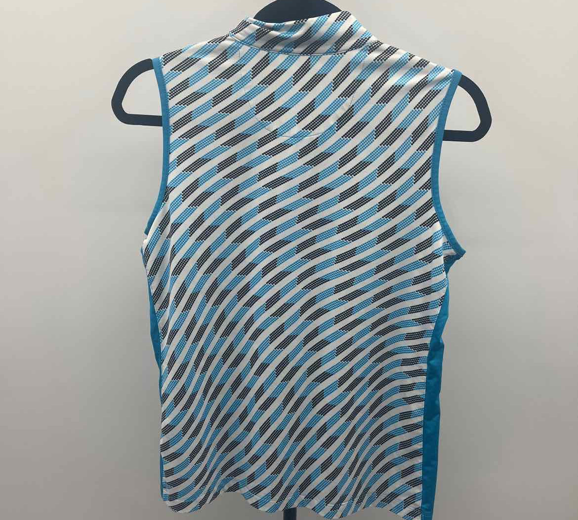 Tail Women's Size M Turquoise Stripe Sleeveless Shirt