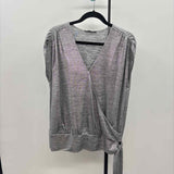 Inc Women's Size L Silver Heathered Short Sleeve Shirt