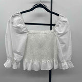 Zara Junior's Size M White Solid Long Sleeve Shirt
